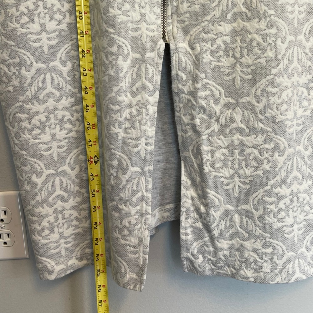 Soft Surroundings Grey White Damask Zip Front Robe Housecoat 3X 5CD06 Plus Size - Picture 2 of 5